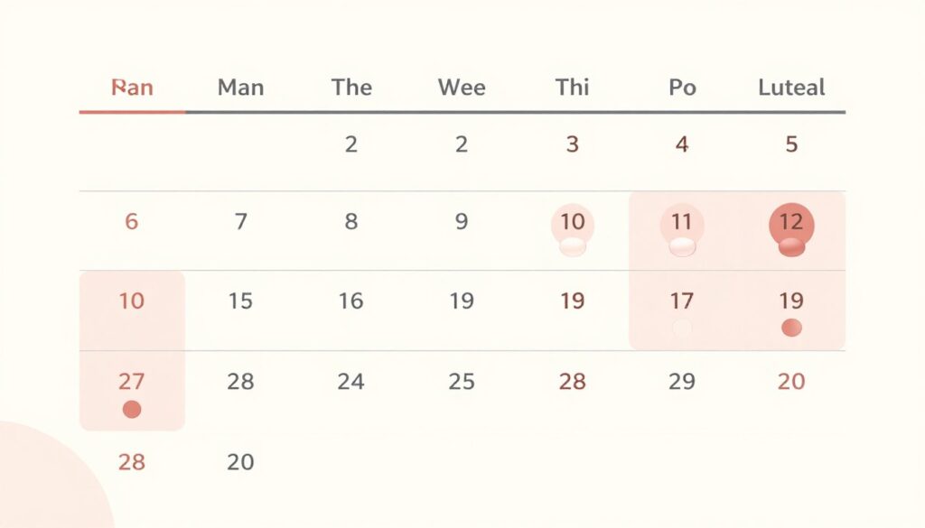 Calendar showing daily calcium supplement schedule across full menstrual cycle