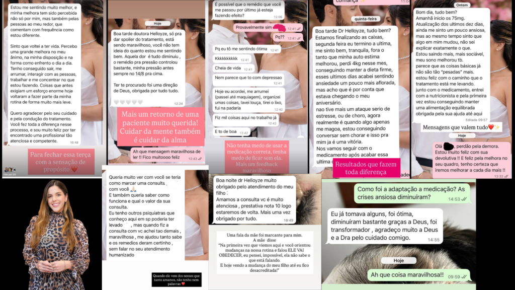 Depoimentos reais de pacientes da Dra. Helloyze Ferreira Ancelmo, médica | Vidah Plena Saúde Mental & Psiquiatria Integrativa