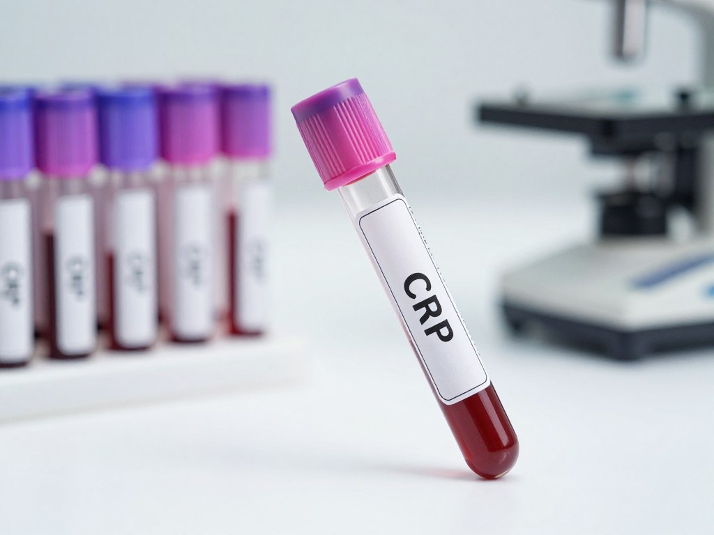 Laboratory test tubes with blood samples for inflammatory marker testing