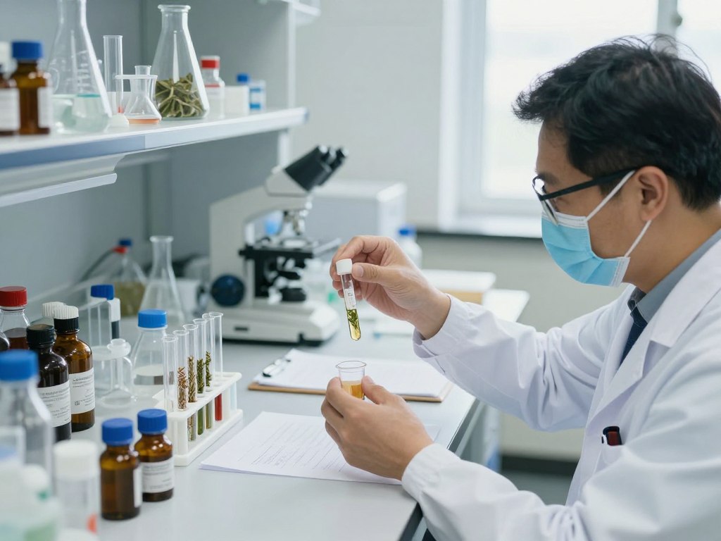 Research laboratory testing herbal remedies for PMDD effectiveness