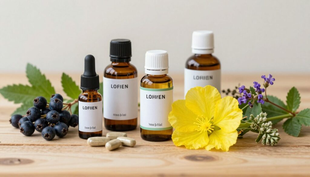 Various herbal supplements and botanical extracts being studied for PMDD including chasteberry and evening primrose oil
