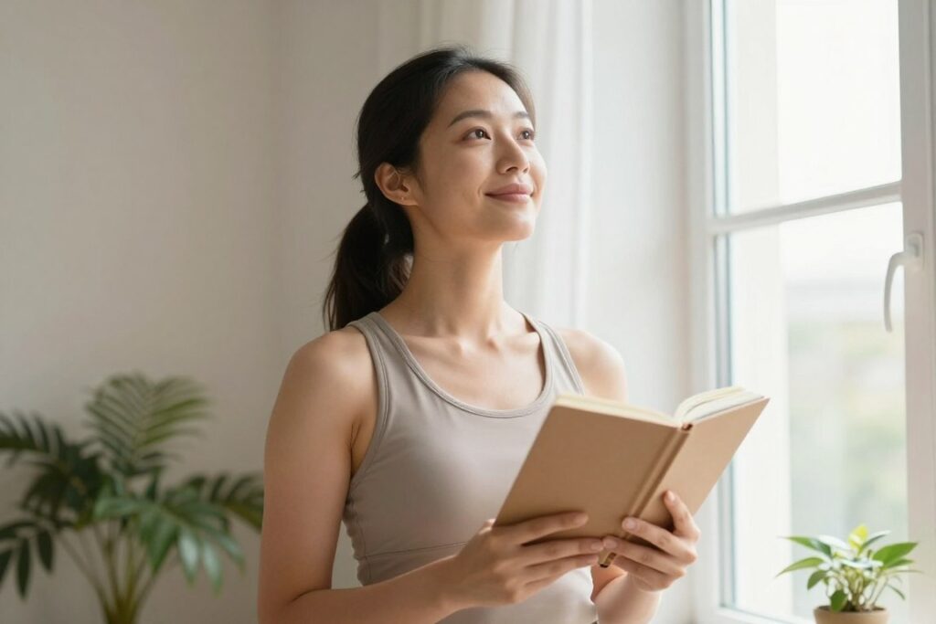 Woman feeling hopeful while managing PMDD symptoms naturally