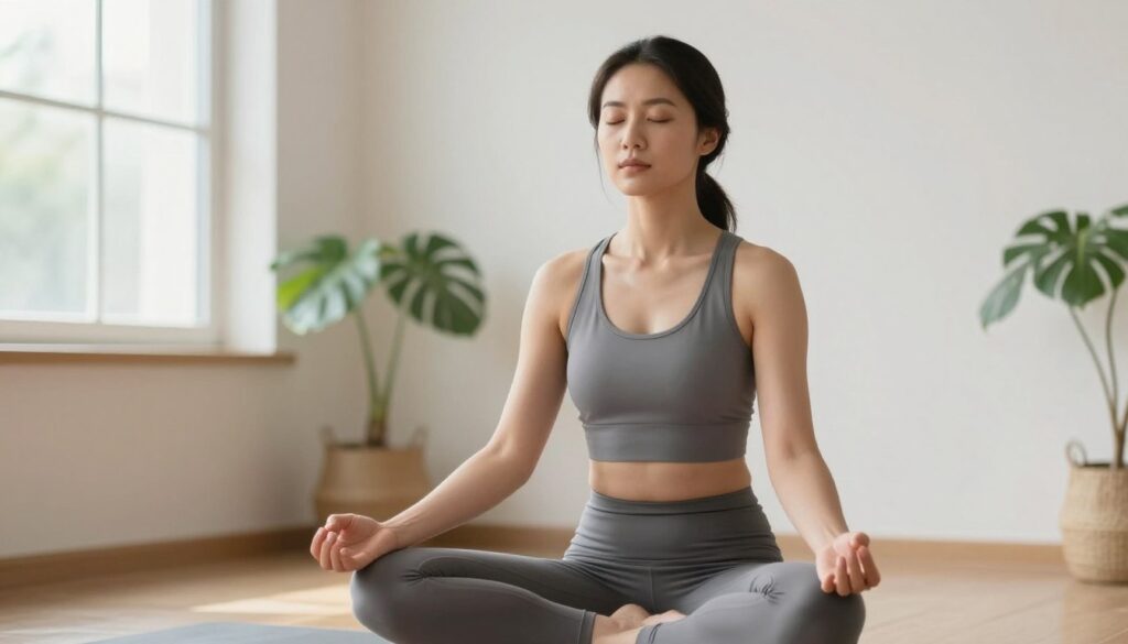 Woman practicing meditation for PMDD stress reduction