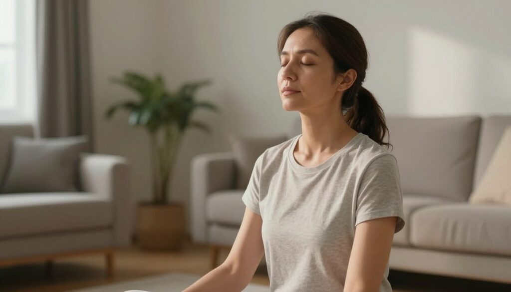 woman practicing self-care and mindfulness for anxiety management
