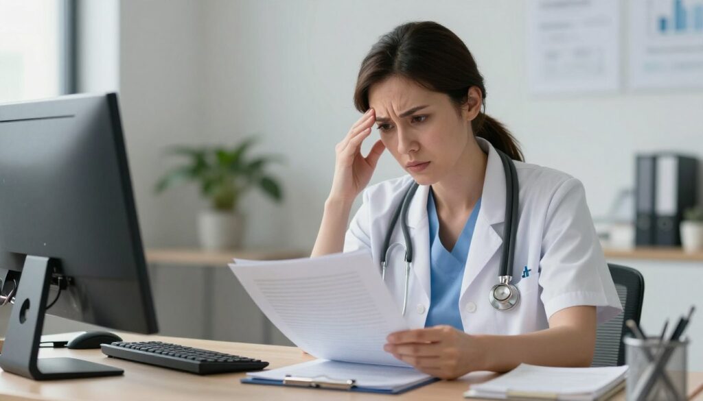 woman struggling with perfectionism and pressure in professional setting